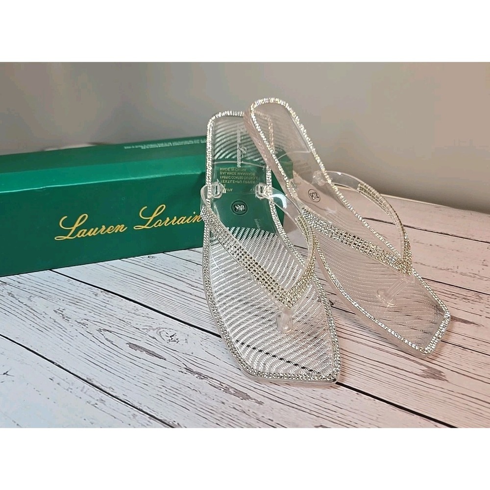 Lauren‎ Lorraine Tampa Clear Sandals Size 8 Bling Flip Flops Sparkle Fabulous